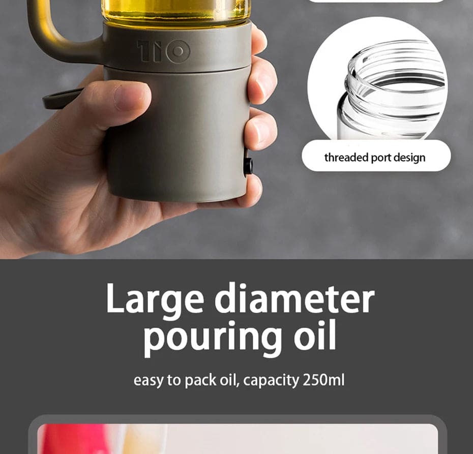 2in1 Oil Sprayer Glass Bottle for Cooking Anti-leakage Olive Oil Storage Bottle for BBQ Air Fryer Salad Steak Kitchen Supplies