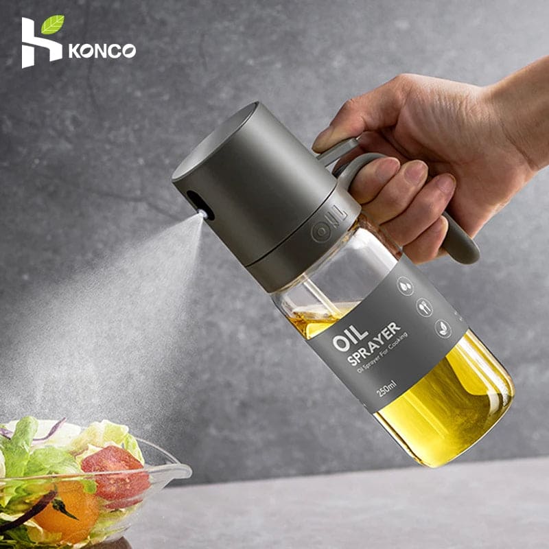 2in1 Oil Sprayer Glass Bottle for Cooking Anti-leakage Olive Oil Storage Bottle for BBQ Air Fryer Salad Steak Kitchen Supplies