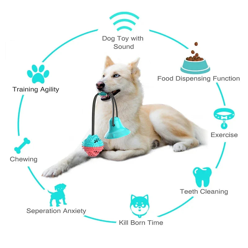 Dog Leaking Food Ball with Suction Cup Ropes