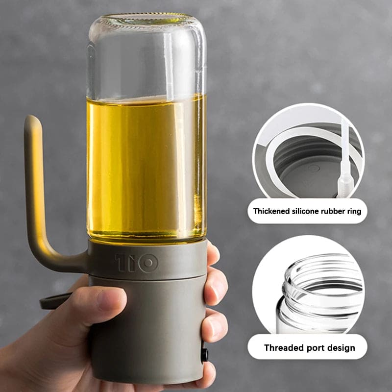 2in1 Oil Sprayer Glass Bottle for Cooking Anti-leakage Olive Oil Storage Bottle for BBQ Air Fryer Salad Steak Kitchen Supplies