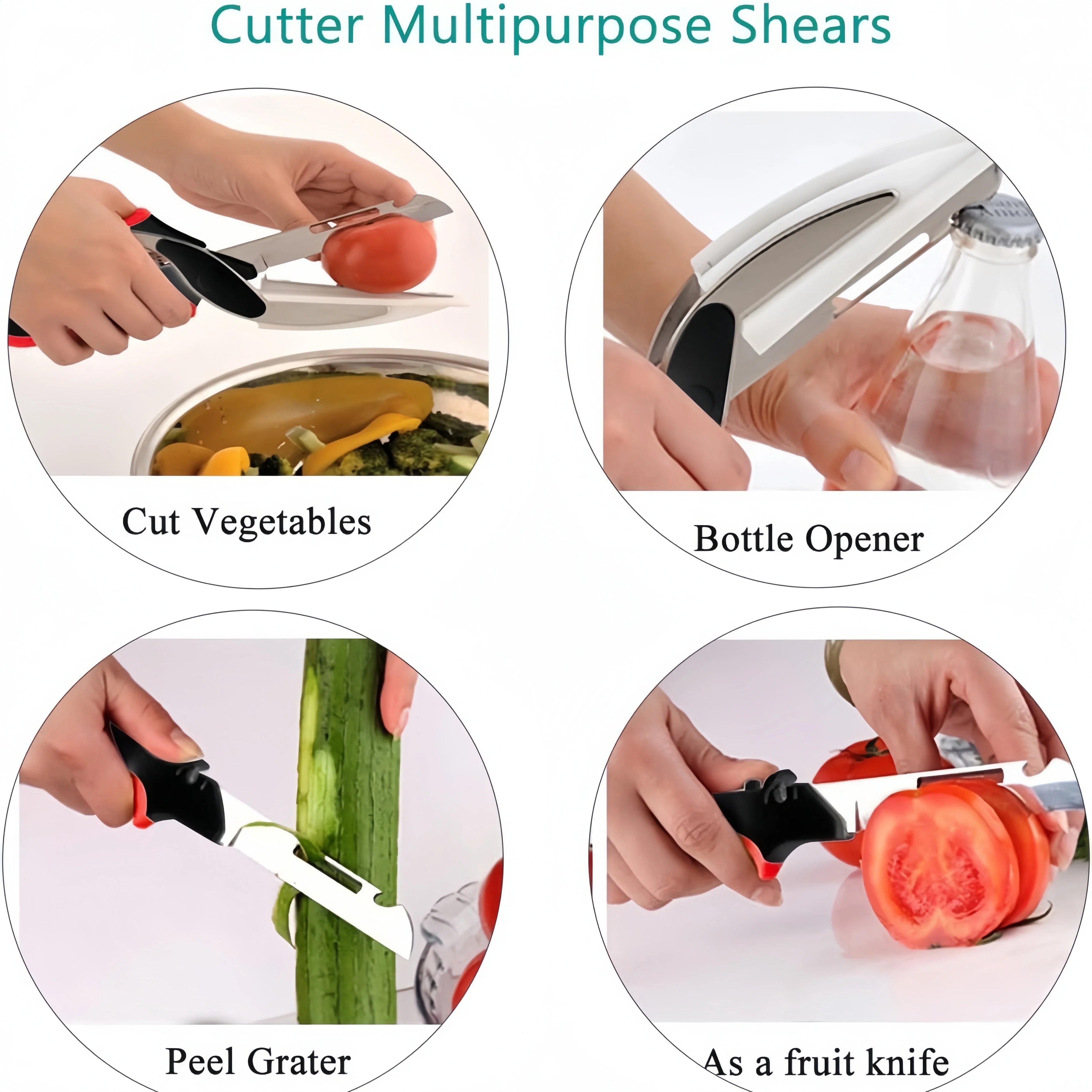 Cutting Board Scissors 6 in 1 Salad Chopper