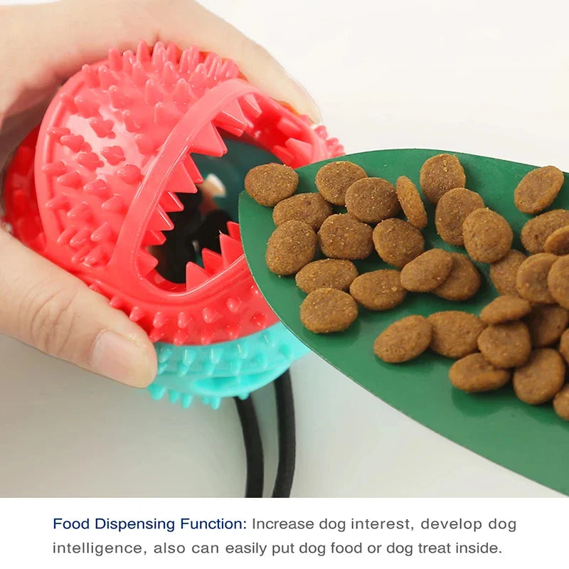 Dog Leaking Food Ball with Suction Cup Ropes