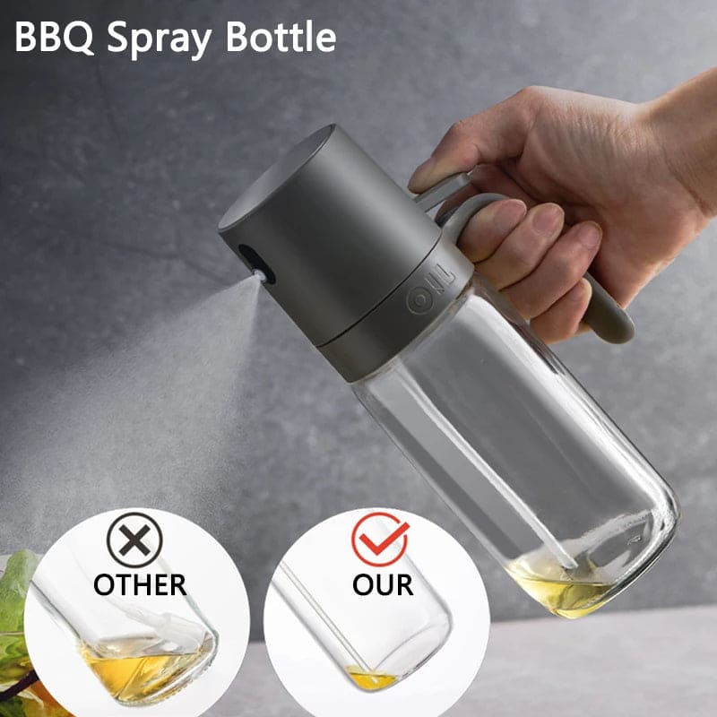 2in1 Oil Sprayer Glass Bottle for Cooking Anti-leakage Olive Oil Storage Bottle for BBQ Air Fryer Salad Steak Kitchen Supplies