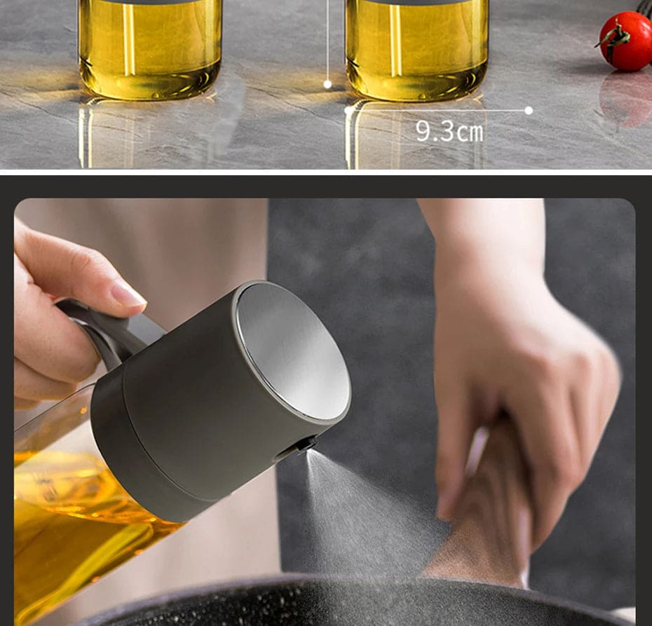 2in1 Oil Sprayer Glass Bottle for Cooking Anti-leakage Olive Oil Storage Bottle for BBQ Air Fryer Salad Steak Kitchen Supplies