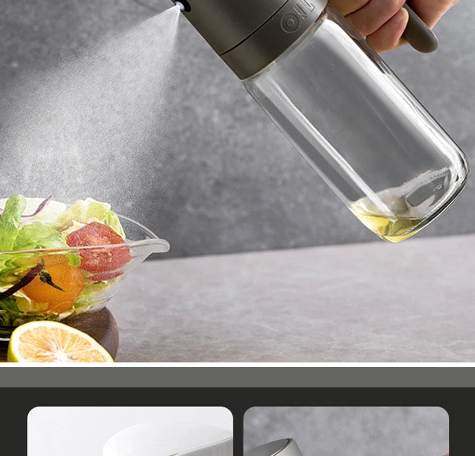 2in1 Oil Sprayer Glass Bottle for Cooking Anti-leakage Olive Oil Storage Bottle for BBQ Air Fryer Salad Steak Kitchen Supplies