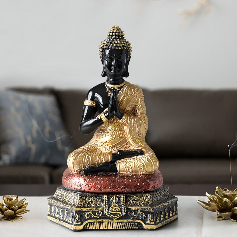 Buddha Statues Thailand for Garden office home Decor Desk ornament fengshui hindu sitting Buddha figurine Decoration Handmade Decorative Item - Statnmore-7861