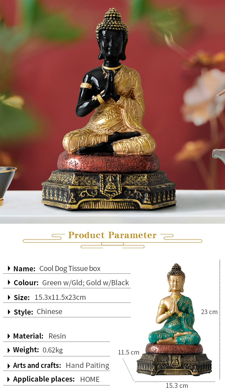 Buddha Statues Thailand for Garden office home Decor Desk ornament fengshui hindu sitting Buddha figurine Decoration Handmade Decorative Item - Statnmore-7861