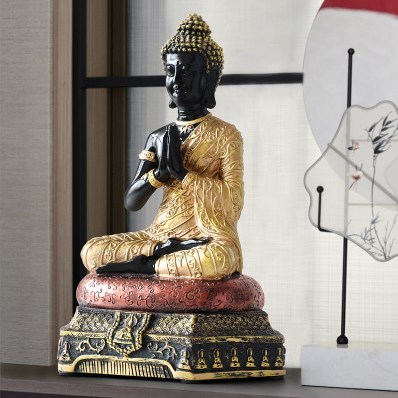 Buddha Statues Thailand for Garden office home Decor Desk ornament fengshui hindu sitting Buddha figurine Decoration Handmade Decorative Item - Statnmore-7861