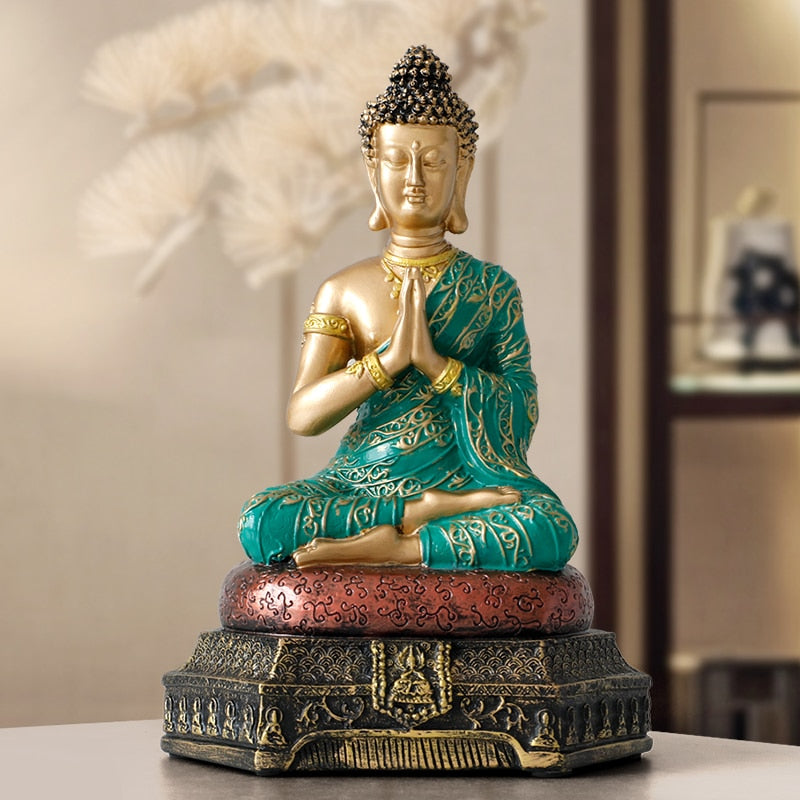 Buddha Statues Thailand for Garden office home Decor Desk ornament fengshui hindu sitting Buddha figurine Decoration Handmade Decorative Item - Statnmore-7861