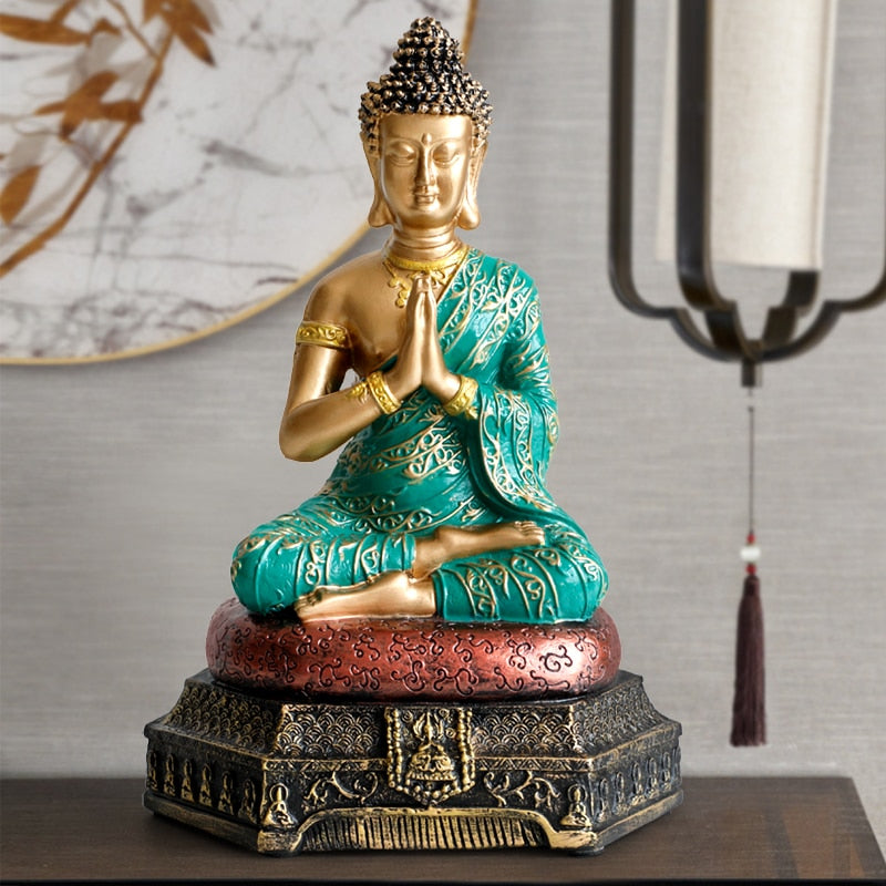 Buddha Statues Thailand for Garden office home Decor Desk ornament fengshui hindu sitting Buddha figurine Decoration Handmade Decorative Item - Statnmore-7861