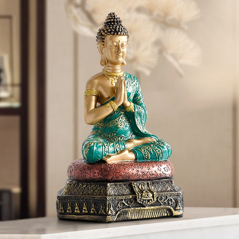 Buddha Statues Thailand for Garden office home Decor Desk ornament fengshui hindu sitting Buddha figurine Decoration Handmade Decorative Item - Statnmore-7861