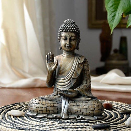 Buddha Statues Thailand for Garden office home Decor Desk ornament fengshui hindu sitting Buddha figurine Decoration Handmade Decorative Item - Statnmore-7861