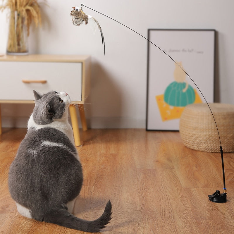 Simulation Funny Feather Bird Interactive Cat Toy