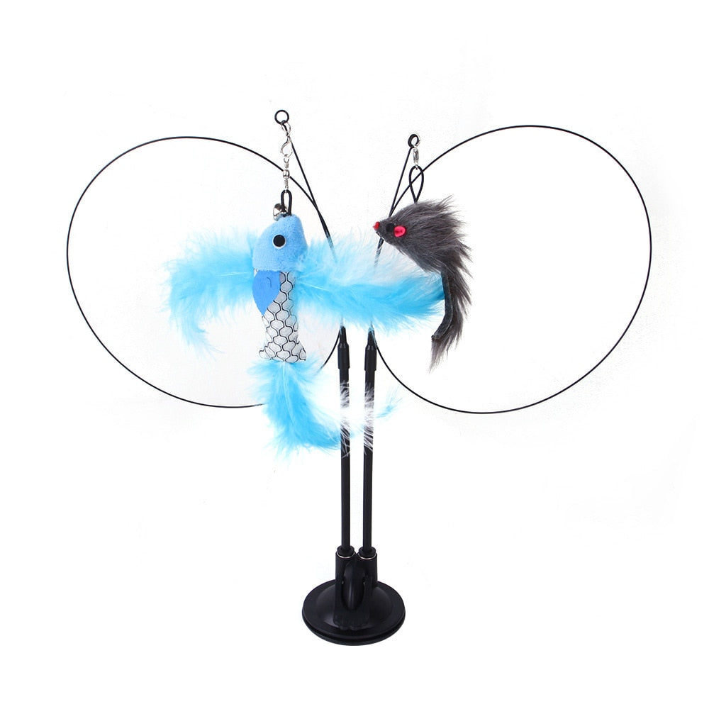 Simulation Funny Feather Bird Interactive Cat Toy